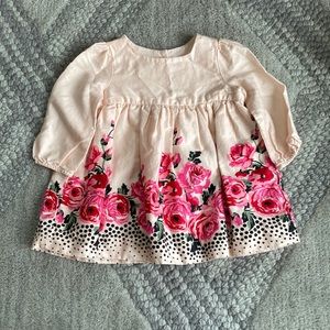 Baby Gap Print Rose Floral Puff Sleeve Long Sleeve Dress